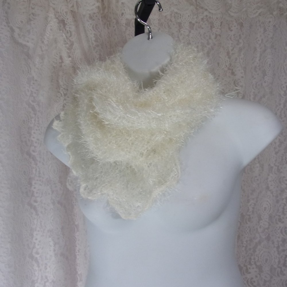 Ivory Eyelash Scarf/Wrap/Hoodie NWOT